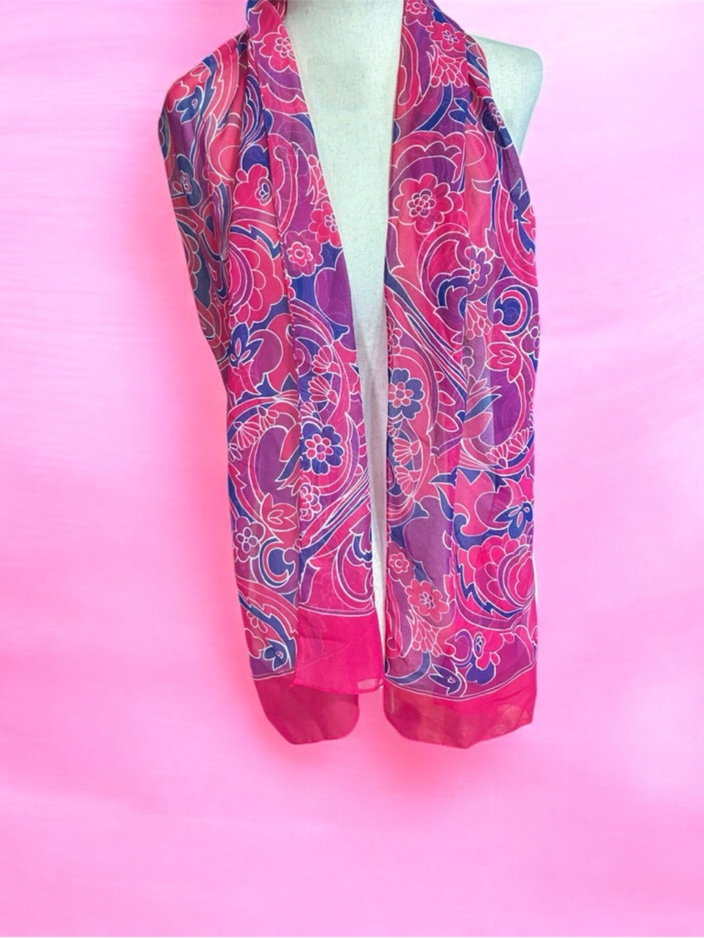 Floral Paisley Pink & Purple Lightweight Scarf NWOT